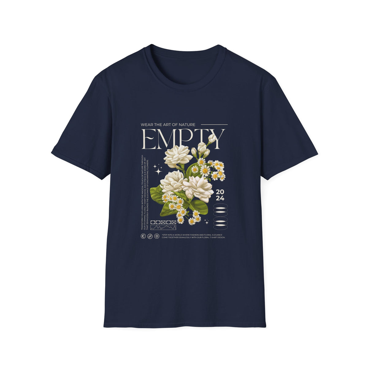 Floral Art Unisex Softstyle Girls T-Shirt - Celebrate Nature with 'EMPTY' Design