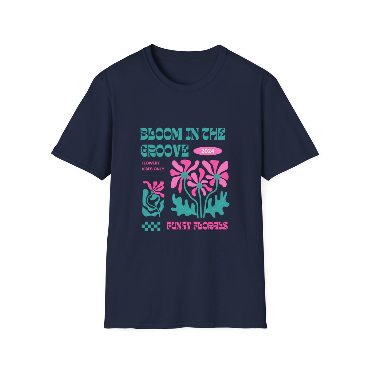 Bloom in the Groove Floral Girls T-Shirt | Unisex Softstyle Tee for Festivals & Casual Wear