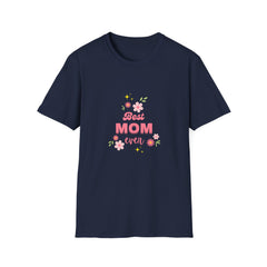 Best Mom Even Unisex Softstyle Parents T-Shirt - Floral Design for Mother's Day and Everyday Wear