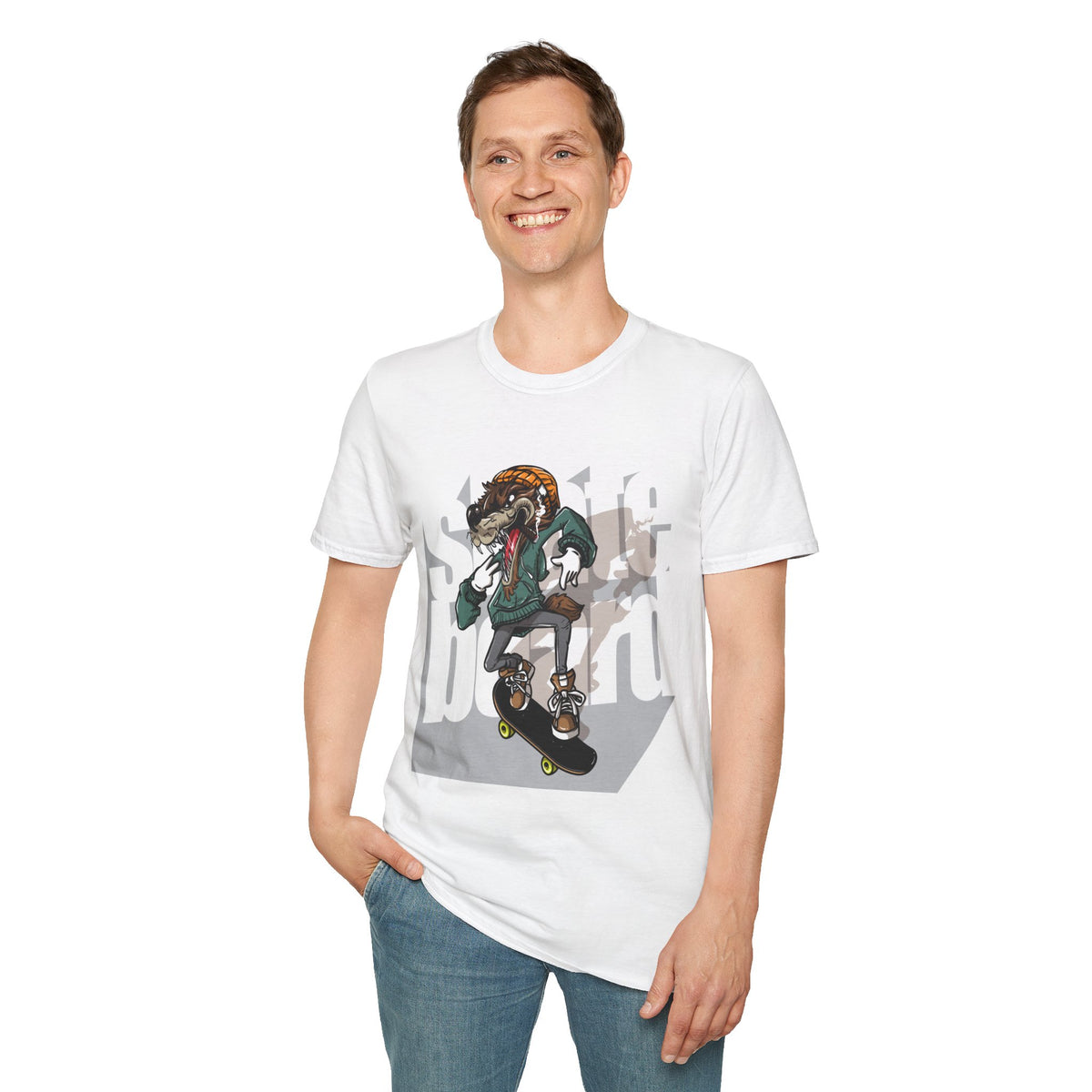 Skateboard Graffiti Graphic Unisex Softstyle T-Shirt | Trendy Streetwear Apparel