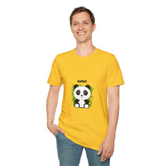Hello Panda Unisex Softstyle Girls T-Shirt - Cute Animal Graphic Tee