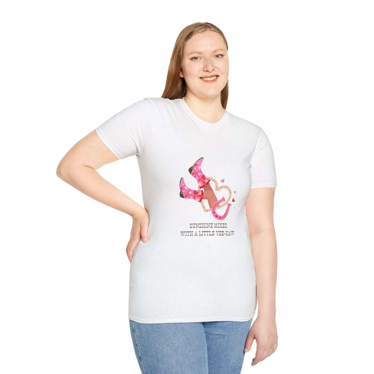 Sunshine Mixed Tee - Unisex Softstyle Girls T-Shirt with Fun Western Vibe