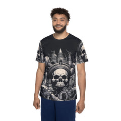 Men's Skull Sports Premium Jersey - Dark Graphic Tee for Halloween & Gaming Enthusiasts