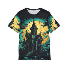 Men's Sports Premium Jersey - Haunted House Graphic Tee for Halloween Enthusiasts