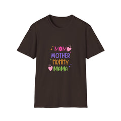 Colorful Mom Typography Unisex Softstyle Parents T-Shirt