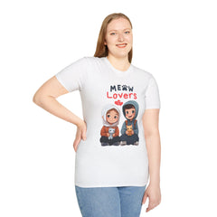Cute Cat Lovers Unisex Relatonship T-Shirt - 'Meow Lovers' Design