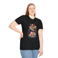 Growth Takes Time Unisex Softstyle Girls T-Shirt - Positive Vibes Floral Design