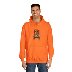 Retro Motorcycle Unisex College Hoodie - Stylish Orange Pullover for Riders
