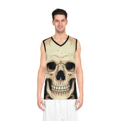 Skull Print Basketball Jersey - Edgy Sports Wear for Halloween & Daily Wear