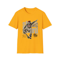 Skateboard Skeleton Graffiti Graphic Tee - Unisex Softstyle T-Shirt for Skate Lovers