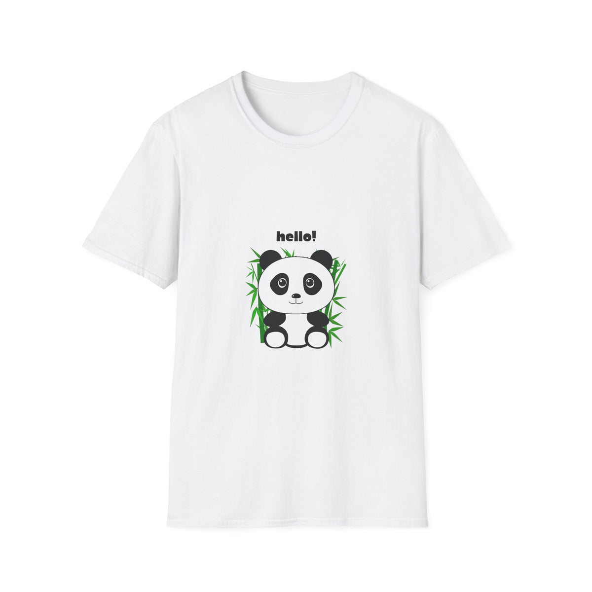 Hello Panda Unisex Softstyle Girls T-Shirt - Cute Animal Graphic Tee