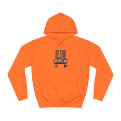 Retro Motorcycle Unisex College Hoodie - Stylish Orange Pullover for Riders