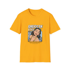 Vintage American Style Tee - Unisex Softstyle Girls T-Shirt with Retro Design