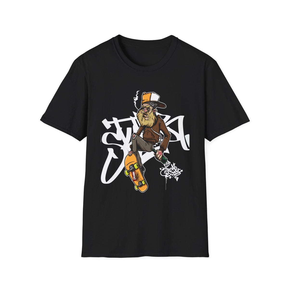 Skateboard Graffiti Graphic Unisex Softstyle T-Shirt - Perfect for Skate Culture Enthusiasts