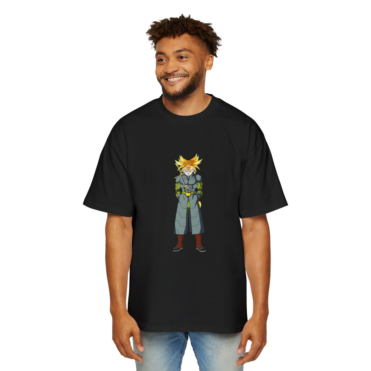 Men's Heavy Oversized DRAGON  Tee - Bold Anime Character Design Shirt