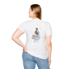 Chic Back Graphic Tee, Casual Everyday Girls T-Shirt, Gift for Her, Summer Fashion, Cute Artsy Top, Trendy Outfit