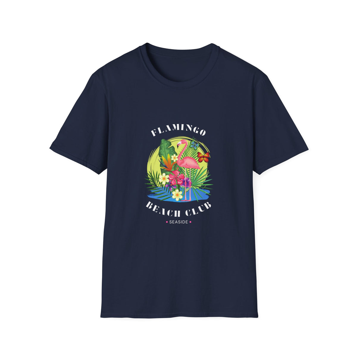 Flamingo Beach Club Unisex Softstyle Summer T-Shirt - Tropical Vibes