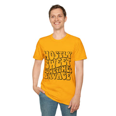 Mostly Sweet Sometimes Savage Printed English quotes Unisex Softstyle T-Shirt - Casual Graphic Tee for Trendsetters
