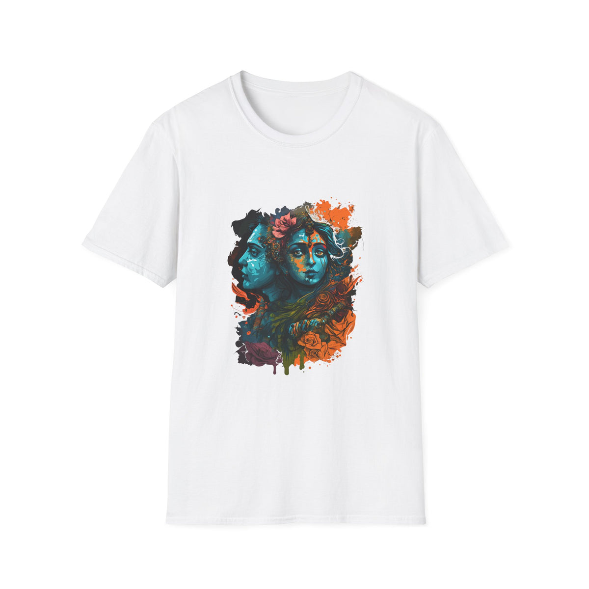Devotional  Printed T-Shirt | Colorful Abstract Face Design