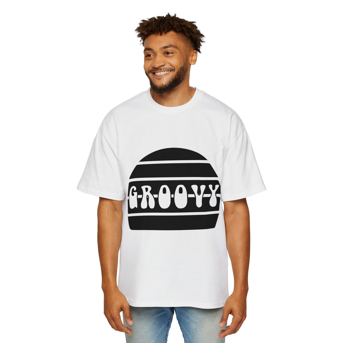 Groovy Men's Heavy Oversized Tee - Retro Style Casual T-Shirt