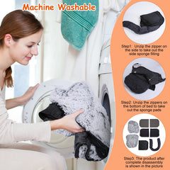 1Pc Large Foldable Human Size Dog Bed With Pillow Blanket Flurry Plush Napping Human-Sized Dog Bed Machine Washable Zipped Removable Cover For Pets Kids Adults Grey 71x45x10in